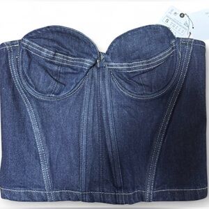 Zara Blue Denim Corset Top